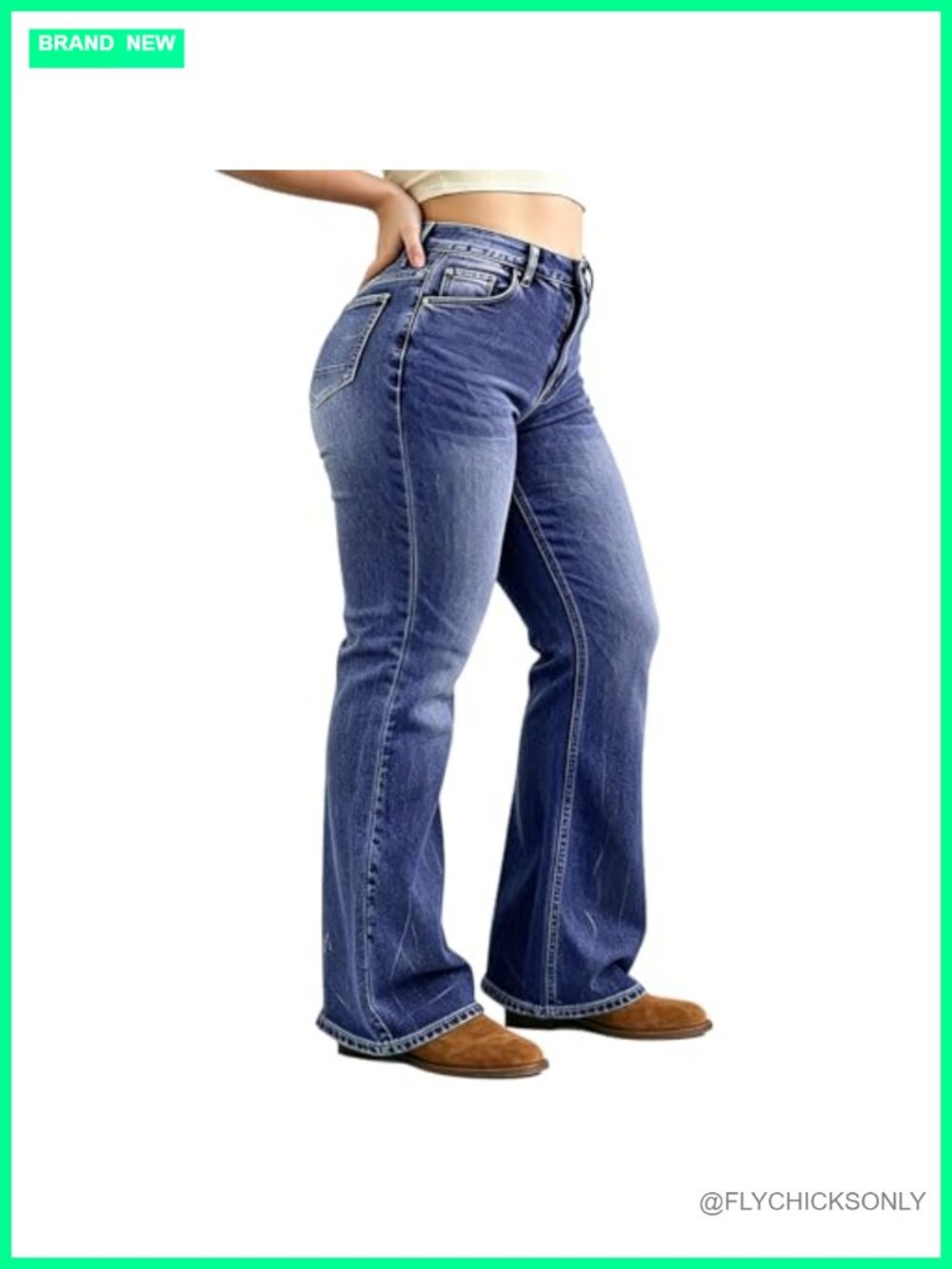 Plus Size Bootcut Jeans High Waisted Stretchy Flare Bell Bottom Wide Leg Denim